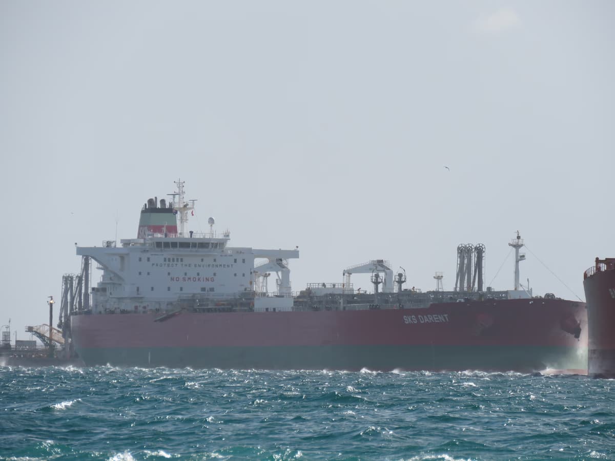 Crude oil tanker SKS Darent moored at BP Oil Refinery Jetty in Kwinana Western Australia