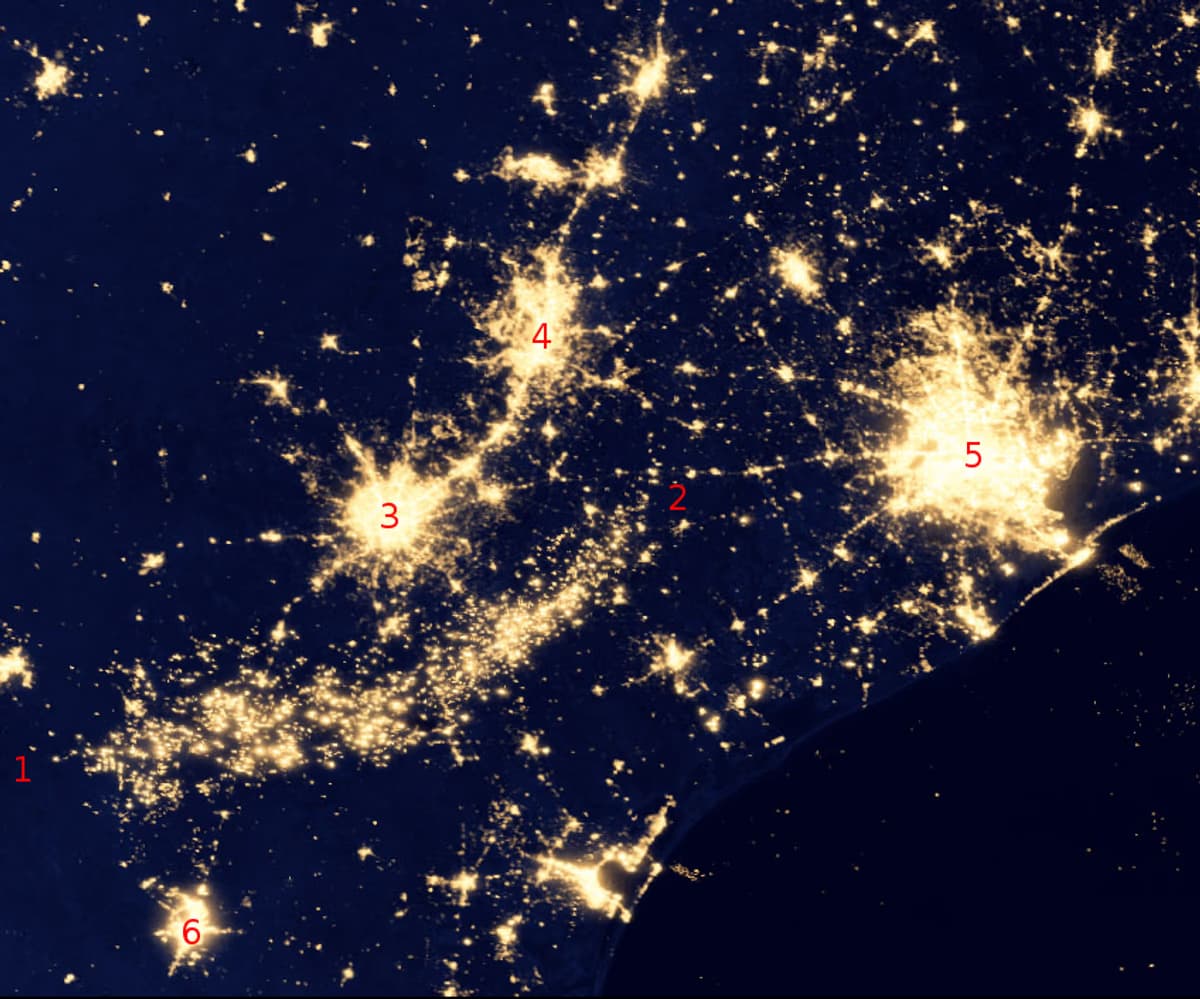 Southeast Texas Eagle Ford Shale region lit by oil and gas flares at night