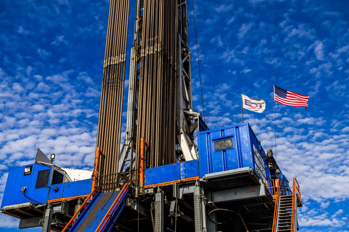 EQT Corporation drilling rig in operation at the Appalachian Marcellus Shale in West Virginia