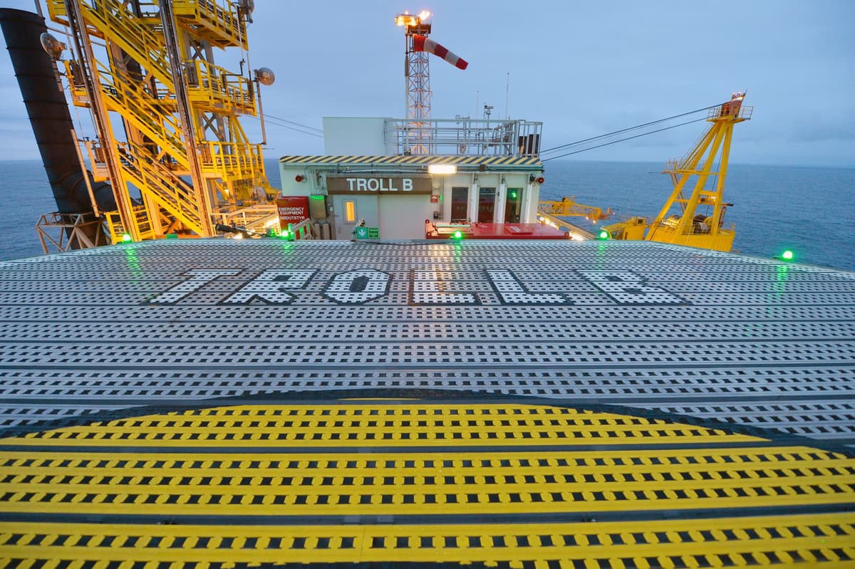 Equinor Troll B production platform in the Norwegian North Sea, one of Europe's largest gas-producing fields