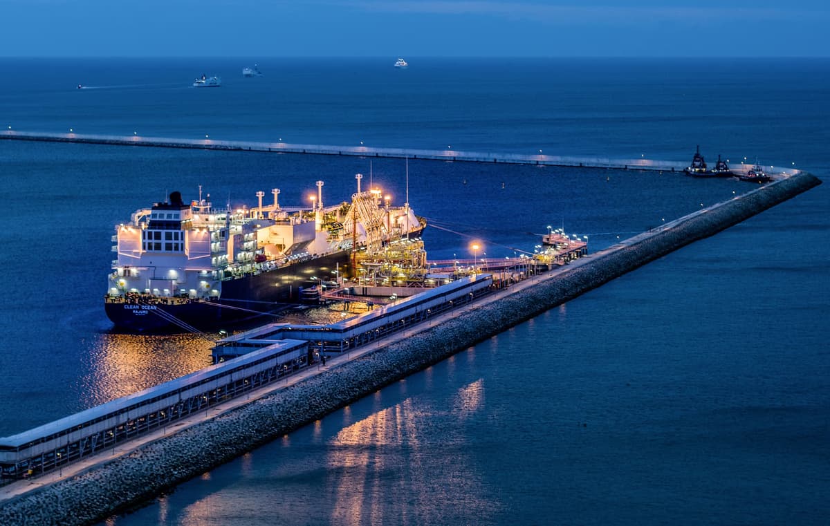 LNG carrier tanker ship delivering liquefied natural gas from the United States