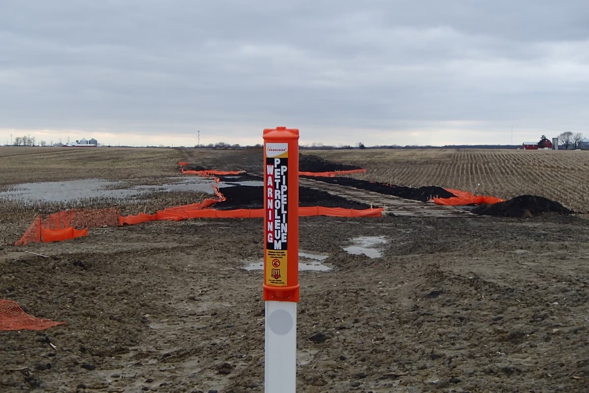 Enbridge Line 6B crude oil pipeline right-of-way through farmland in Porter County Indiana