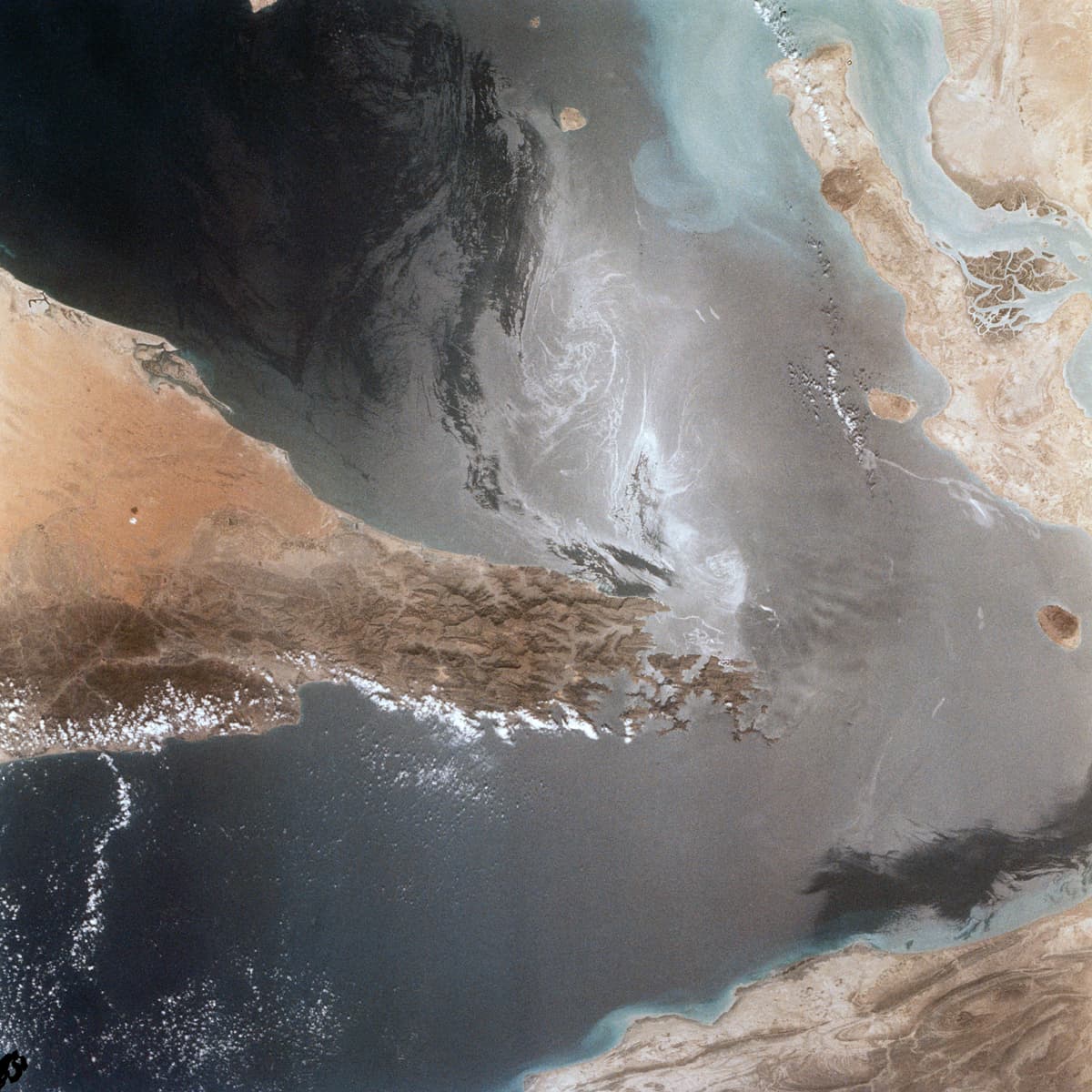 NASA satellite view of the Strait of Hormuz from Space Shuttle Columbia in 1982