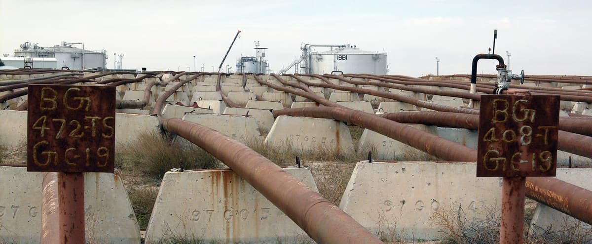 Pipelines at the Greater Burgan oil field in Kuwait operated by Kuwait Oil Company
