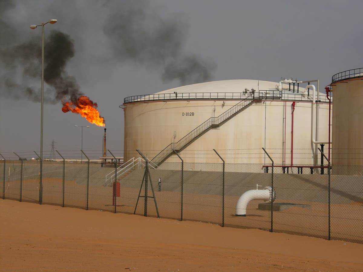 Gas flare at the Sharara oil field in southern Libya, operated by Repsol under NOC partnership