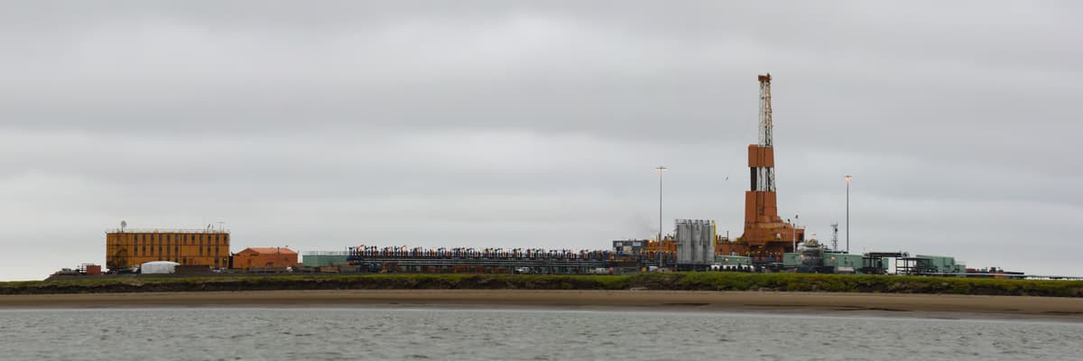 Oil production facilities at Alpine oil field on Alaska North Slope western National Petroleum Reserve