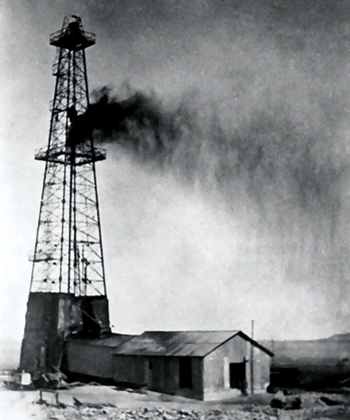 Dammam No. 7, the first commercial oil well in Saudi Arabia, photographed in March 1938