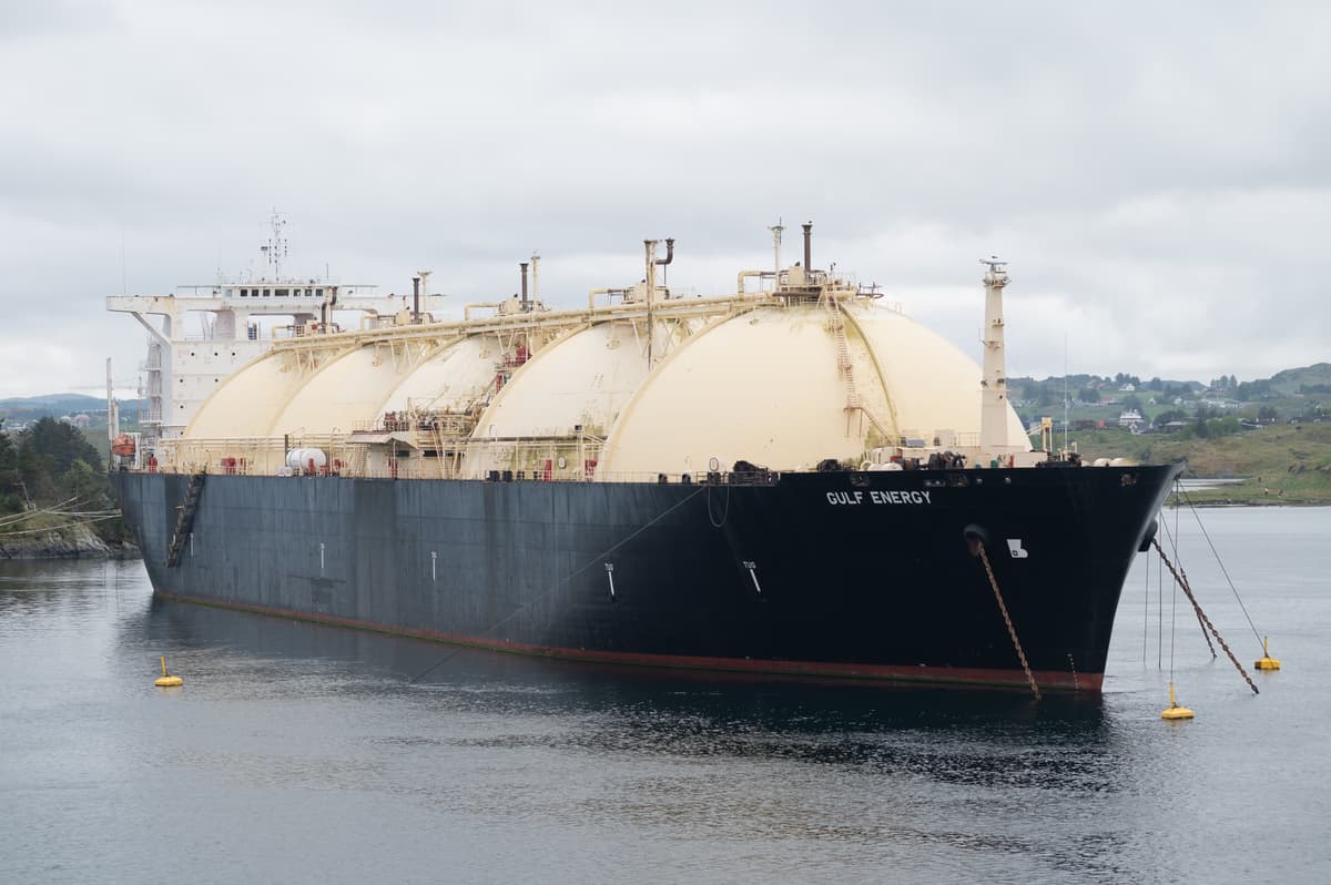 LNG carrier Gulf Energy underway at sea carrying liquefied natural gas cargo