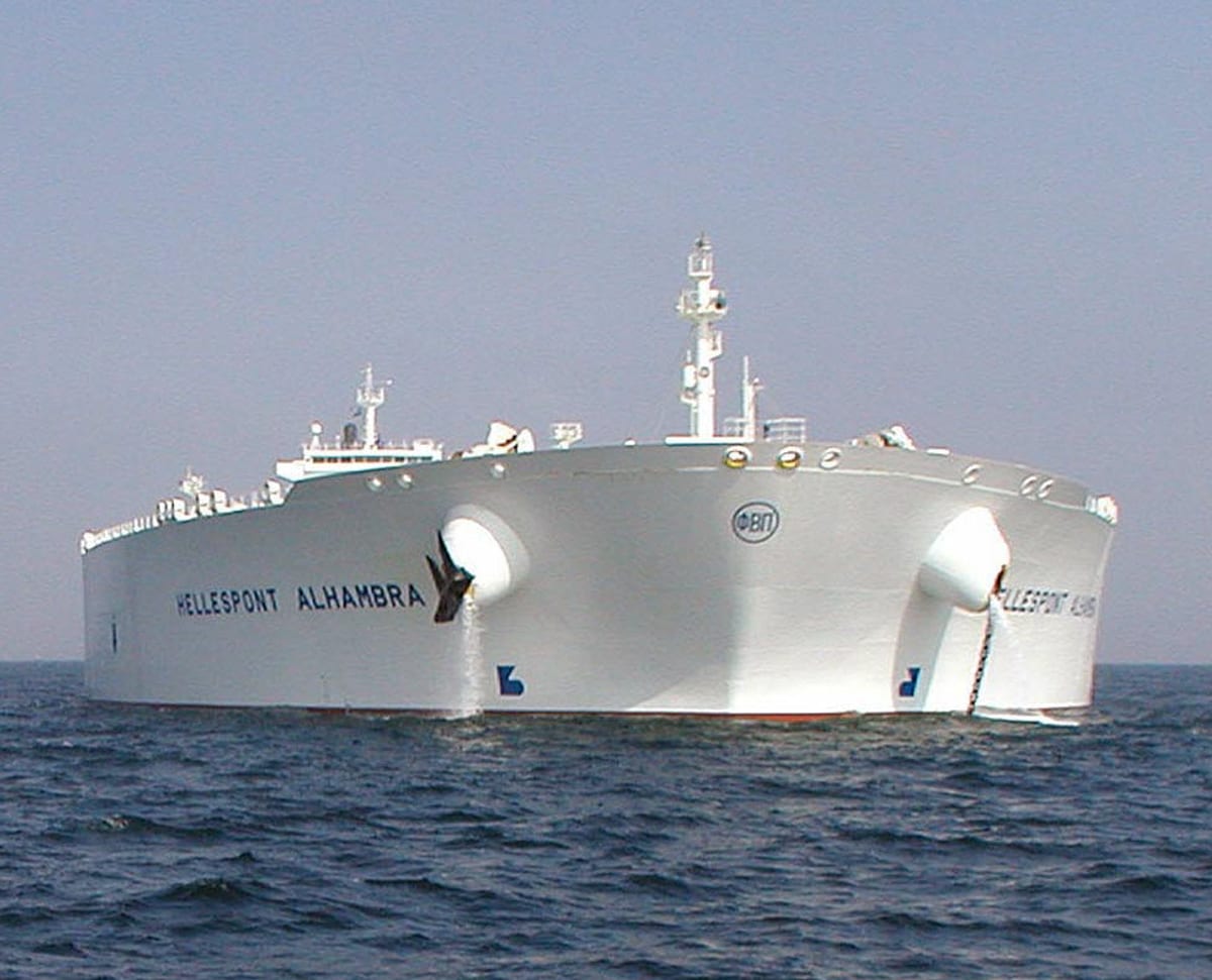 TI-class supertanker Hellespont Alhambra very large crude carrier vessel at sea