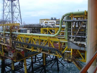 Shell Leman 26A offshore gas production installation standing in the southern North Sea