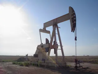 Pumpjack pumping crude oil from a well near Lubbock, Texas