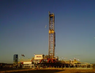 Capstar Rig Number 31 oil drilling rig operating in the Permian Basin, Texas