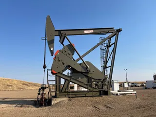 Oil and gas pump jack on federal land managed by the Bureau of Land Management Montana-Dakotas