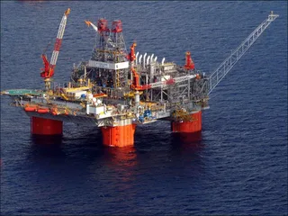 BP Thunder Horse semi-submersible production platform floating in the Gulf of Mexico deepwater