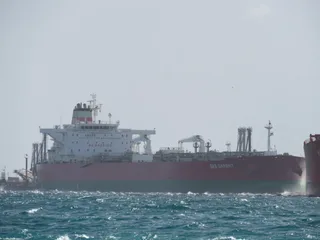 Crude oil tanker SKS Darent moored at BP Oil Refinery Jetty in Kwinana Western Australia
