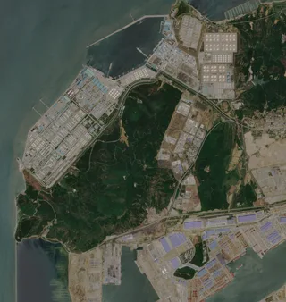 Satellite view of Hengli Petrochemical Industrial Park in Dalian, China