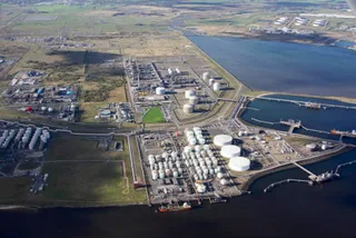 Aerial view of ConocoPhillips Teesside oil terminal and processing facility in the United Kingdom
