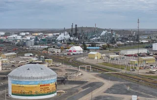 Aerial view of the Co-op Refinery Complex in Regina Saskatchewan supplied by the Enbridge mainline crude oil pipeline system