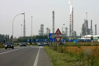 Eni Sannazzaro de' Burgondi refinery in Italy with distillation towers and process units