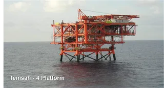 Offshore gas platform at the Temsah field in Egypt's Eastern Mediterranean where Eni operates with BP