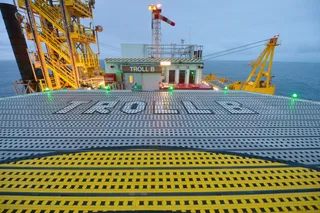 Equinor Troll B production platform in the Norwegian North Sea, one of Europe's largest gas-producing fields