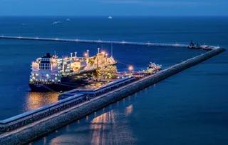 LNG carrier tanker ship delivering liquefied natural gas from the United States