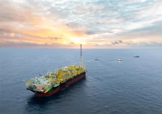 Errea Wittu FPSO vessel at sea, Guyana's fifth and largest offshore production unit for the Stabroek block