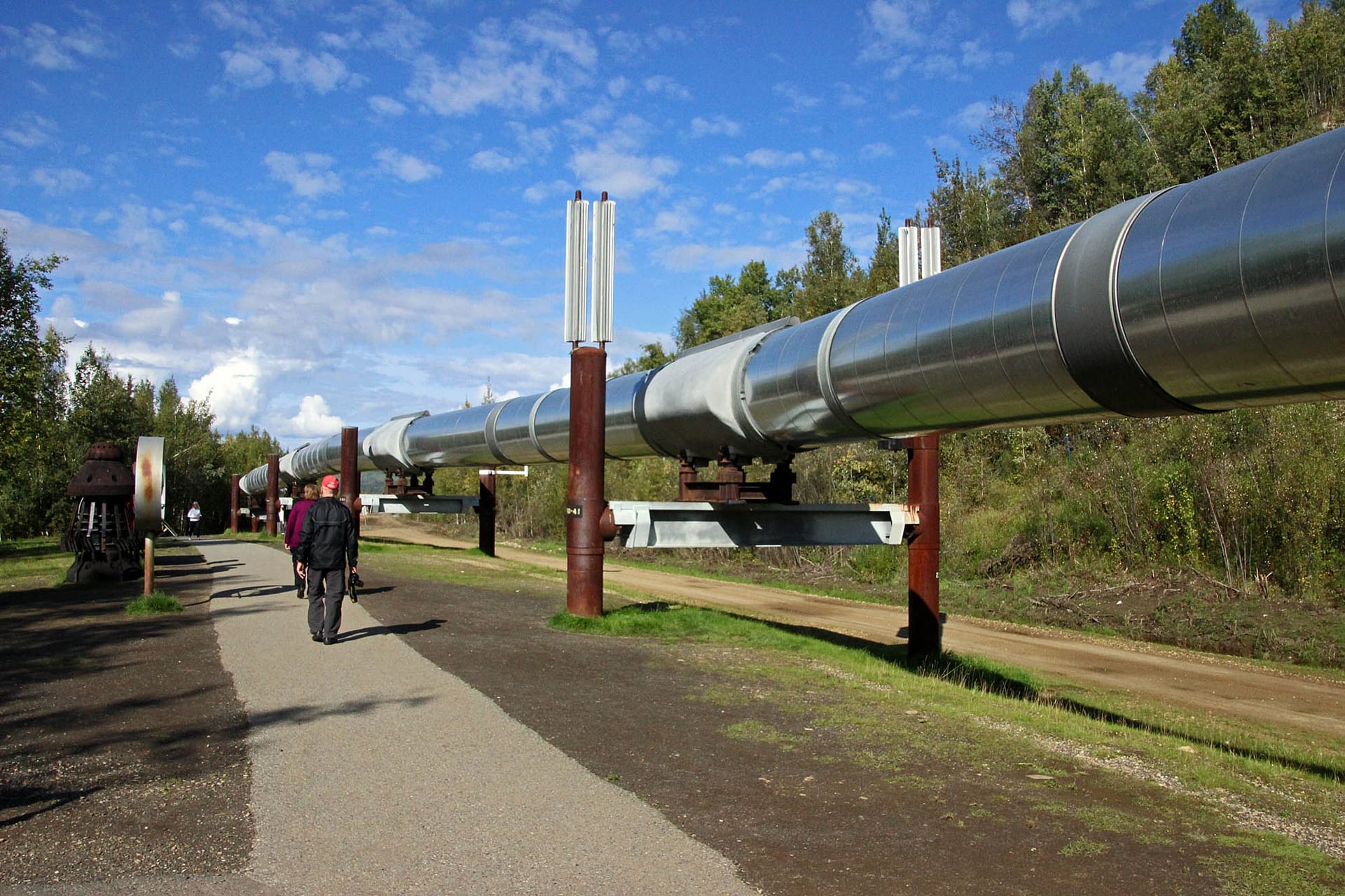 Trans-Alaska Pipeline System crude oil pipeline crossing remote terrain in Alaska