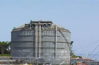 LNG liquefied natural gas storage tank at an export terminal facility