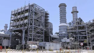 Aerial view of Saudi Aramco Jazan integrated refinery and gasification complex in southwestern Saudi Arabia