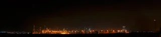 SATORP Saudi Arabia oil refinery complex illuminated at night near Jubail