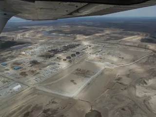 Aerial view of the Kearl Lake oil sands extraction site northeast of Fort McMurray, Alberta