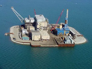 Northstar offshore oil production island in Alaska Beaufort Sea Arctic waters