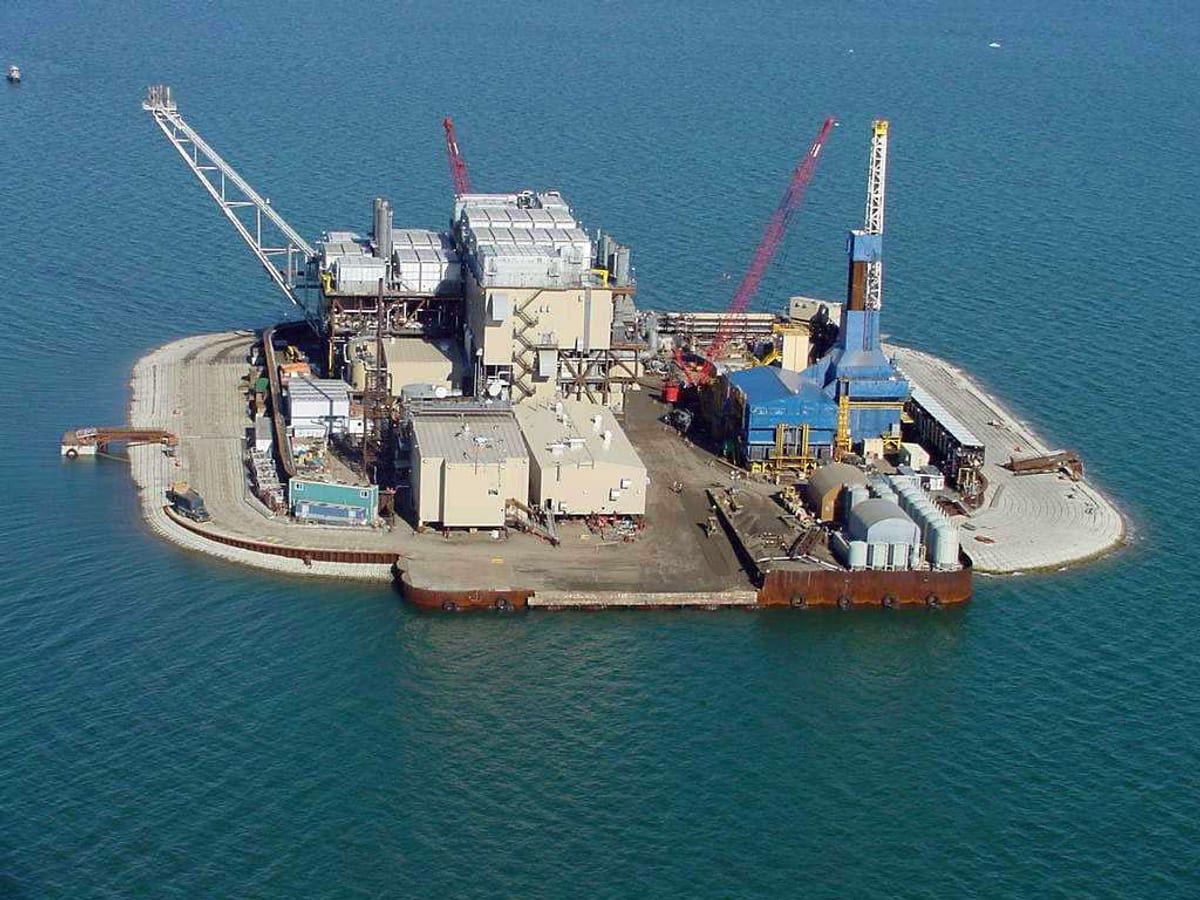 Northstar offshore oil production island in Alaska Beaufort Sea Arctic waters