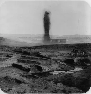 Oil gusher at the Baba Gurgur field near Kirkuk, Iraq, circa 1932