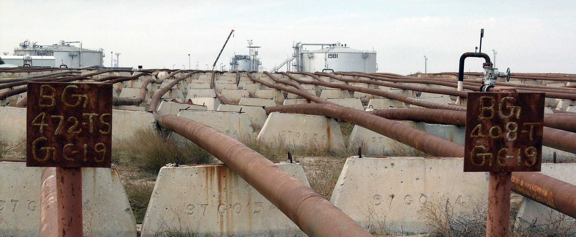 Pipelines at the Greater Burgan oil field in Kuwait operated by Kuwait Oil Company