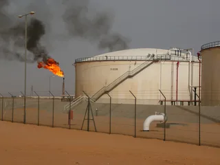 Gas flare at the Sharara oil field in southern Libya, operated by Repsol under NOC partnership