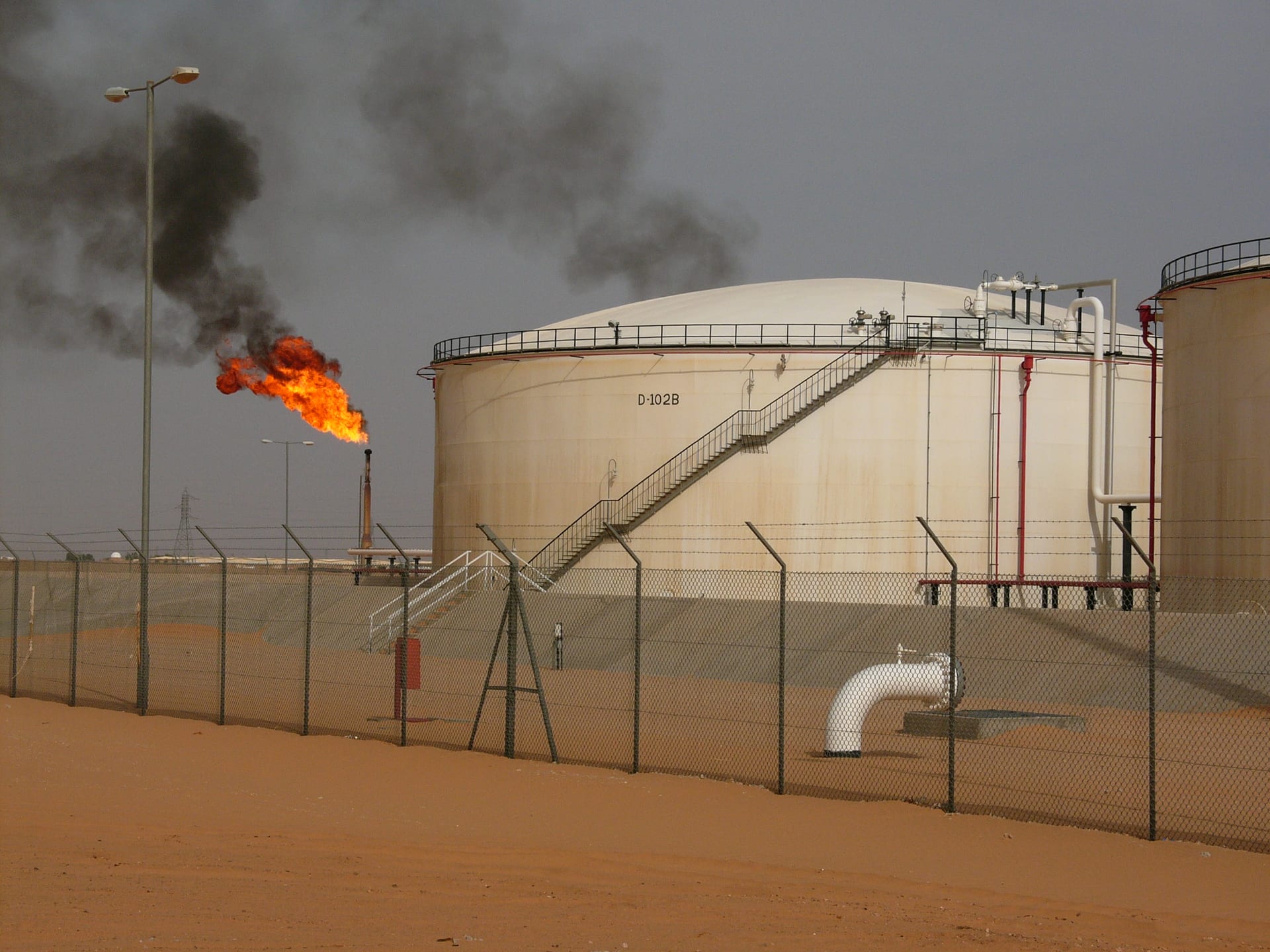 Gas flare at the Sharara oil field in southern Libya, operated by Repsol under NOC partnership