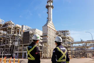 Aerial view of the LNG Canada export terminal at Kitimat, British Columbia in April 2026