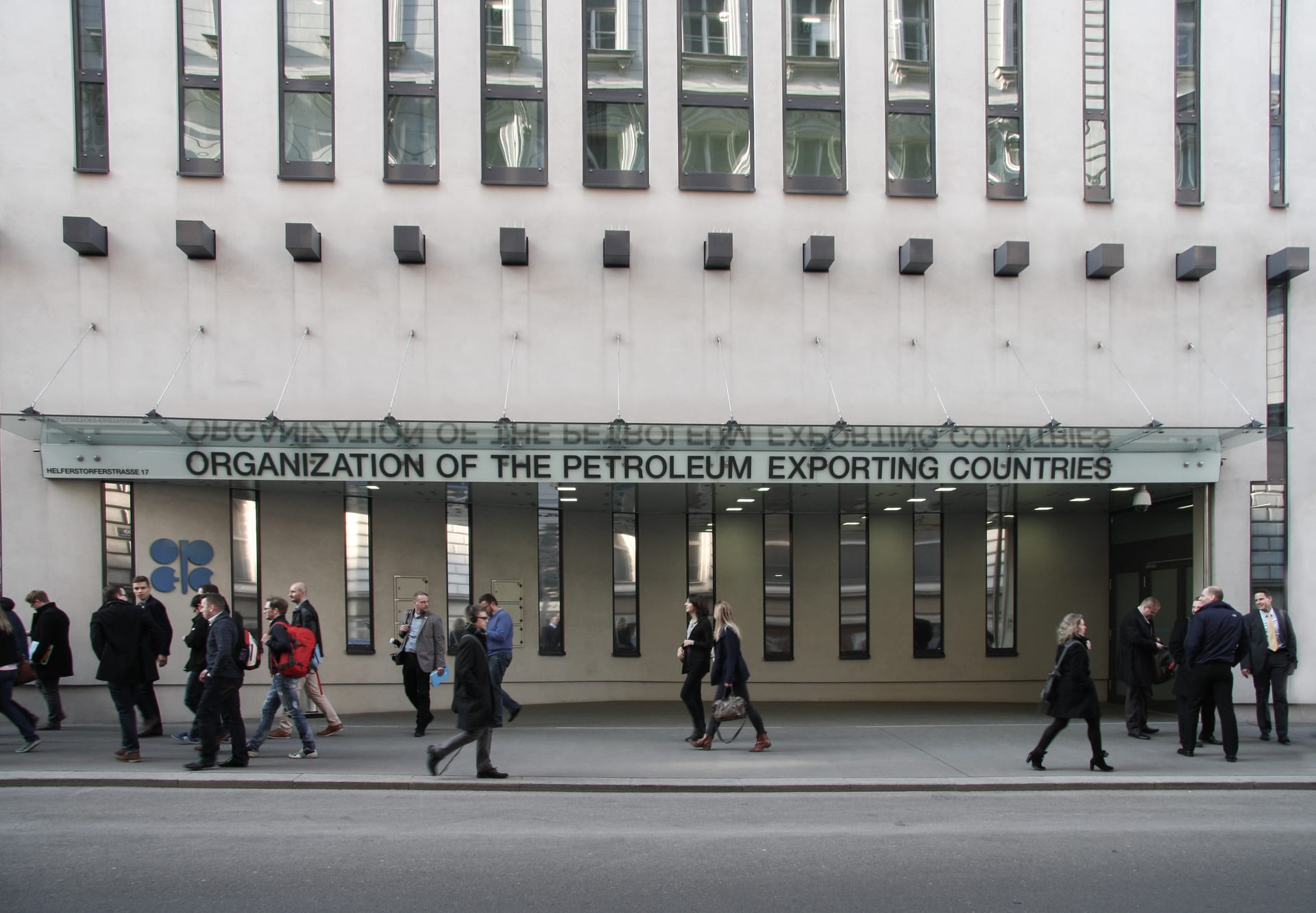 Entrance to the OPEC headquarters building in Vienna Austria where ministerial meetings are held