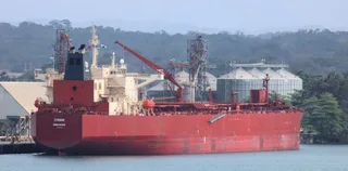 Large crude oil tanker Stride transiting the Panama Canal at Colon in 2016