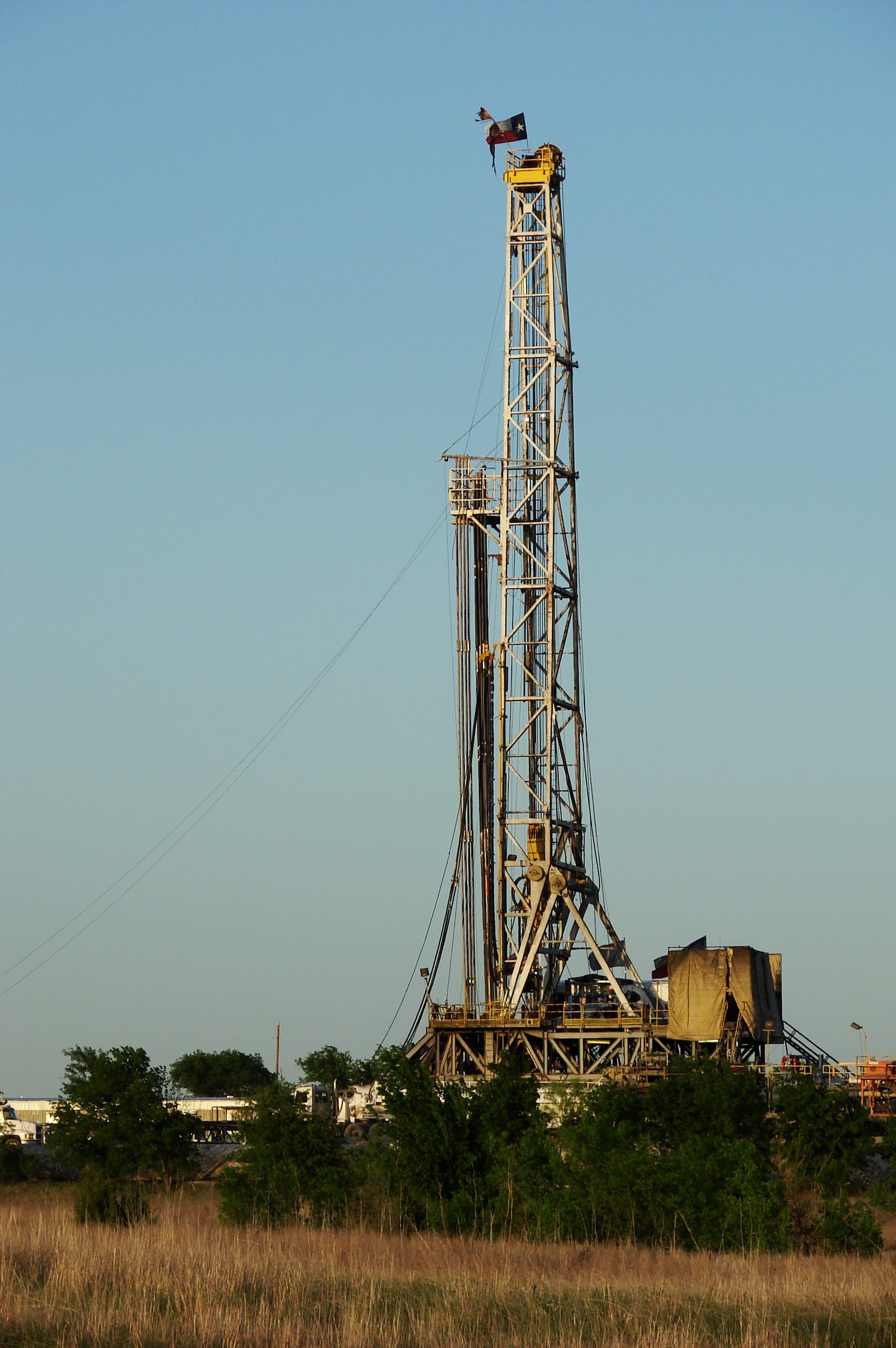 Land-based gas drilling rig in the Barnett Shale near Alvarado Texas in 2008