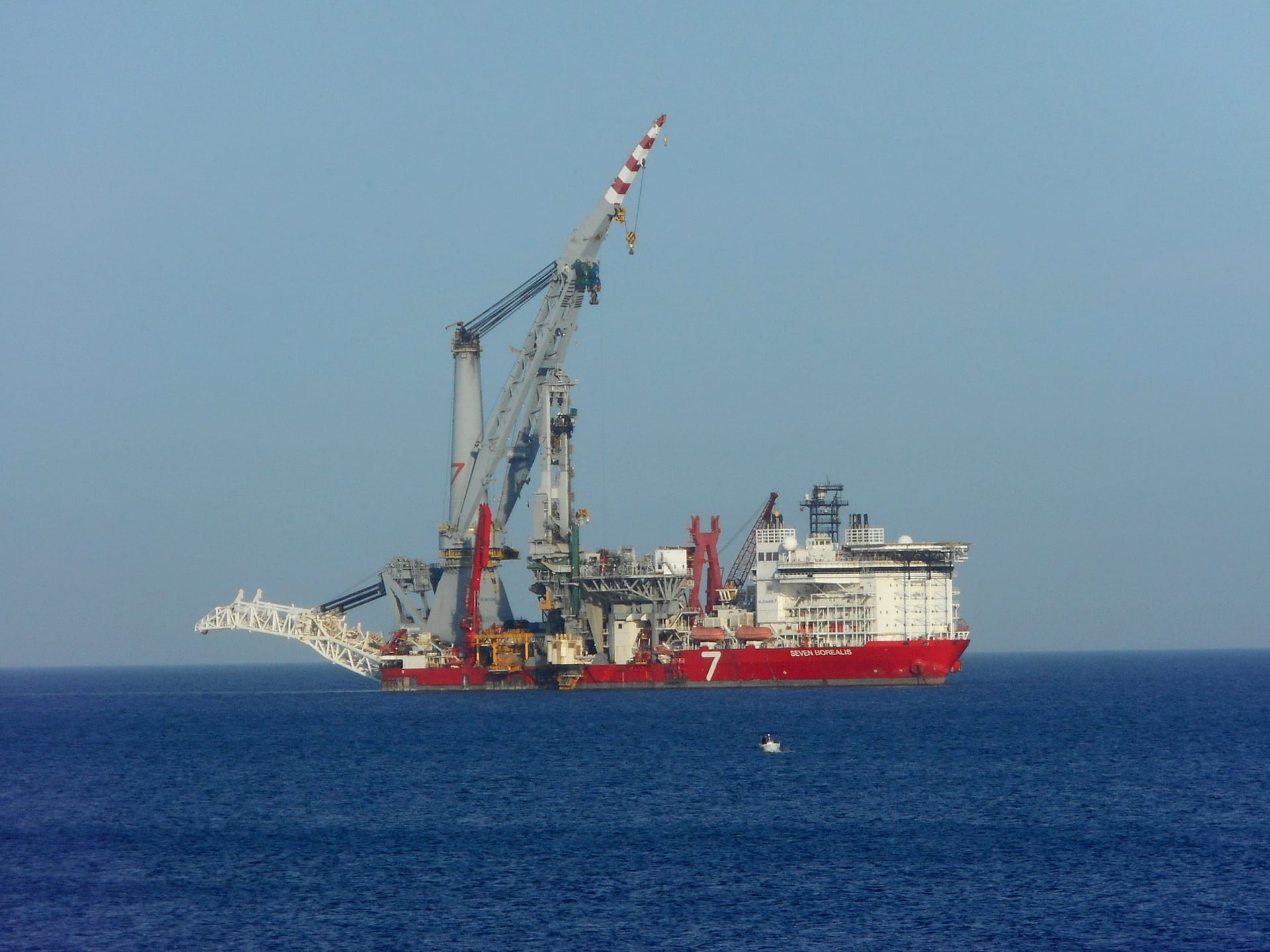 Subsea7 pipelay vessel Seven Borealis at anchor in Limassol harbor Cyprus