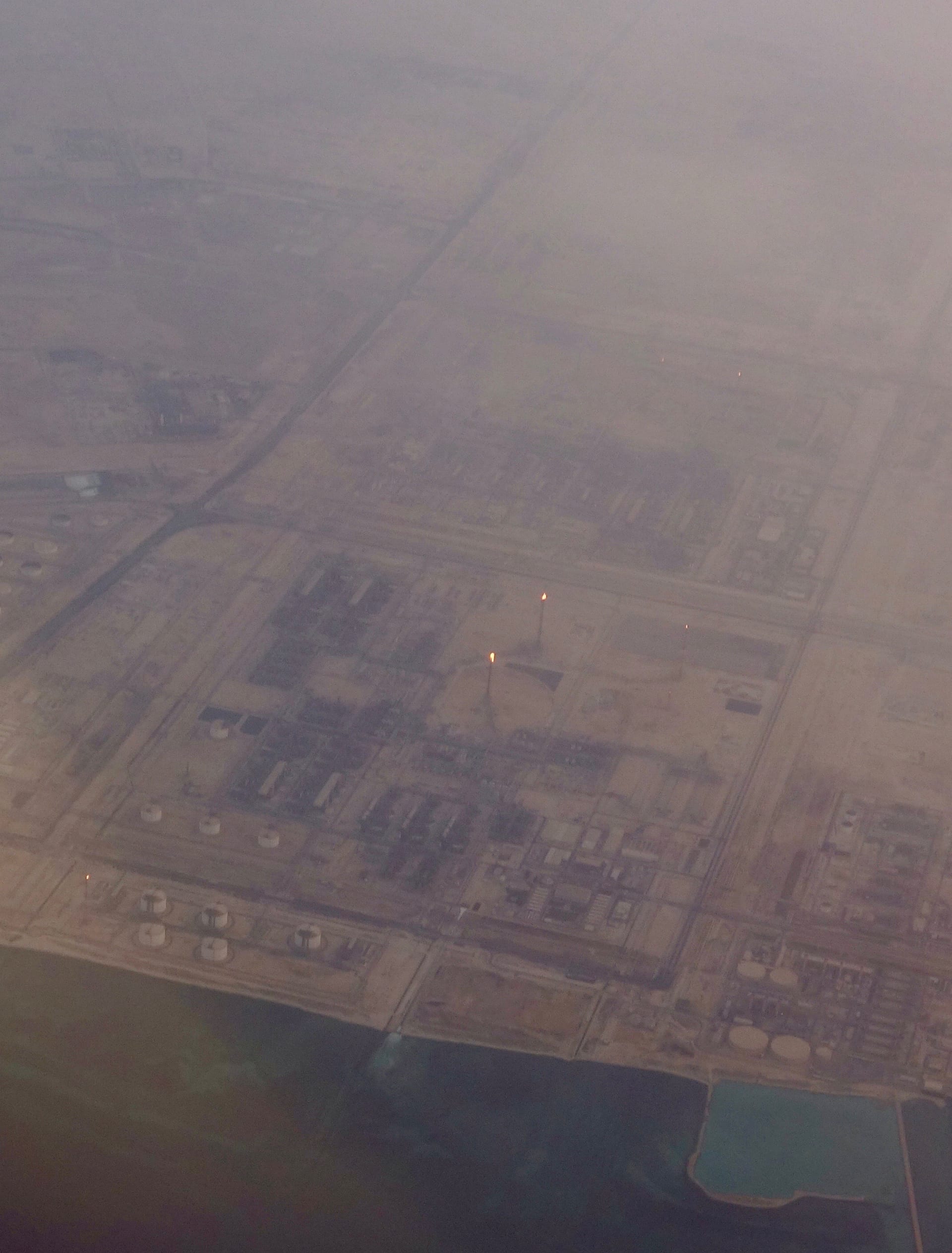 Aerial view of Ras Laffan Industrial City LNG complex in Qatar, 2017
