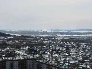 Lukoil oil refinery in Perm Russia showing industrial distillation towers and processing units