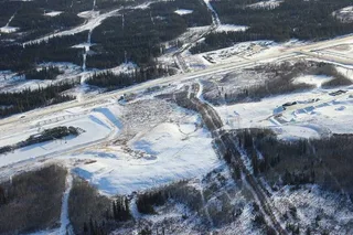 SAGD wellpad and piperacks in Western Canada representing in-situ oil sands production