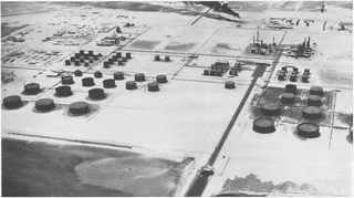 Saudi Aramco Ras Tanura refinery complex on Eastern Province coast, kingdom largest crude export terminal on Persian Gulf