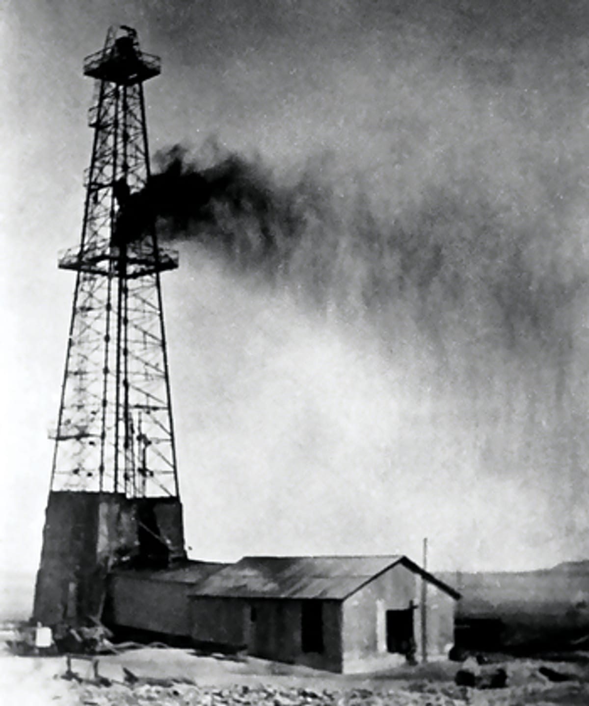 Dammam No. 7, the first commercial oil well in Saudi Arabia, photographed in March 1938