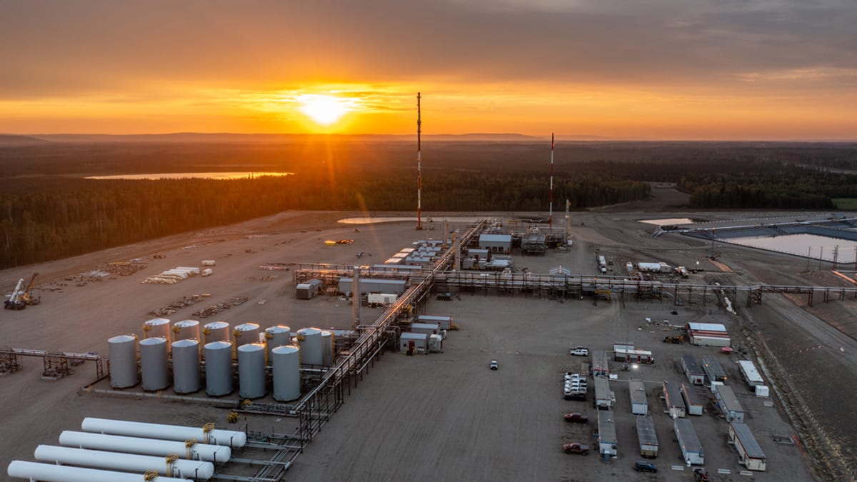 ARC Resources Attachie Phase 1 Montney natural gas development aerial drone view in northeast British Columbia