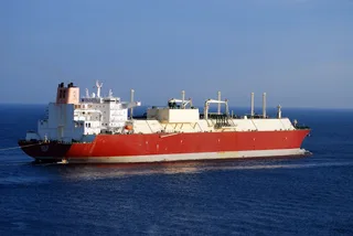 Qatargas LNG carrier Lijmiliya, built by Daewoo in South Korea, under way at sea